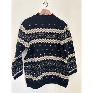 Vintage Liz Claiborne Fair Isle Oversized Wool Sweater Petite M
